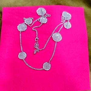 Long Necklace Silver Tone Boho